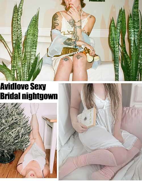 Avidlove Women Nightgown Sexy Sleepwear Lace Chemise V-neck Modal Babydoll Lounge Dress - Image 5