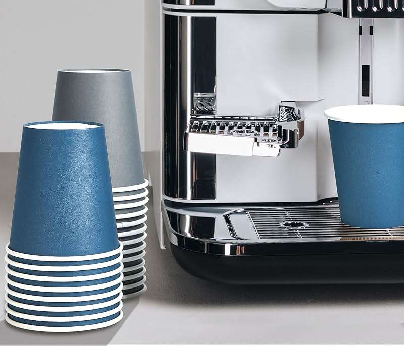 LITOPAK 100 Pack 12 oz Disposable Paper Coffee Cups with Lids for Coffee, Water, Juice, or Tea, Blue and Gray Hot Paper Cups for Home, Restaurant, Store, and Cafe - Image 5