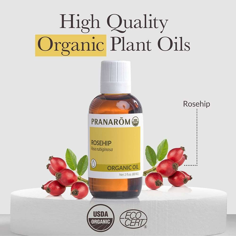 Pranarom - USDA Certified Organic Cold-Pressed Rosehip Virgin Plant Oil - 2 fl oz Glass Bottle - Massaging, Face, Hair & Skin, Unisex - Image 4
