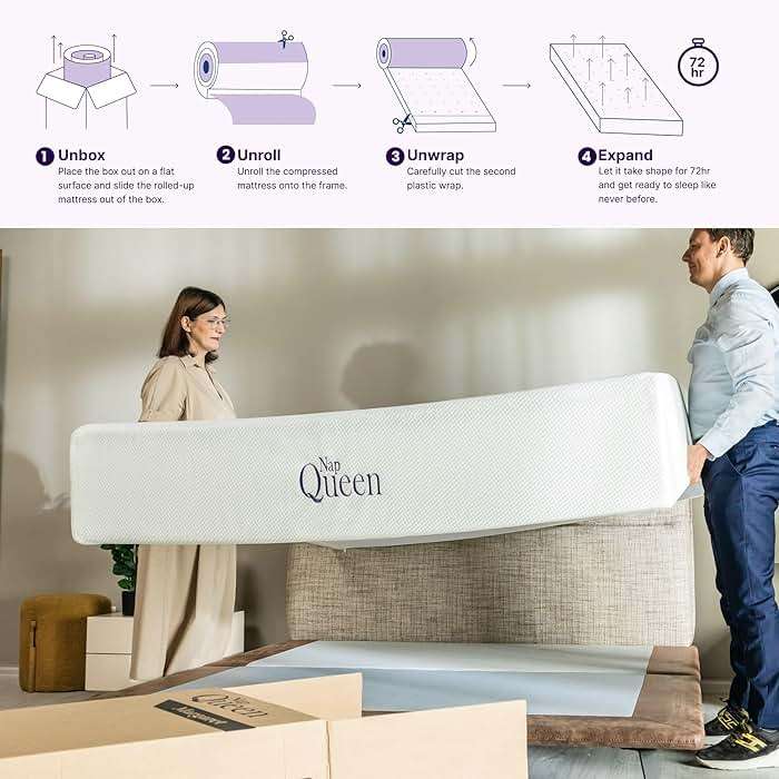 NapQueen 8 Inch Full Size Mattress, Bamboo Charcoal Memory Foam Mattress, Bed in a Box - Image 4