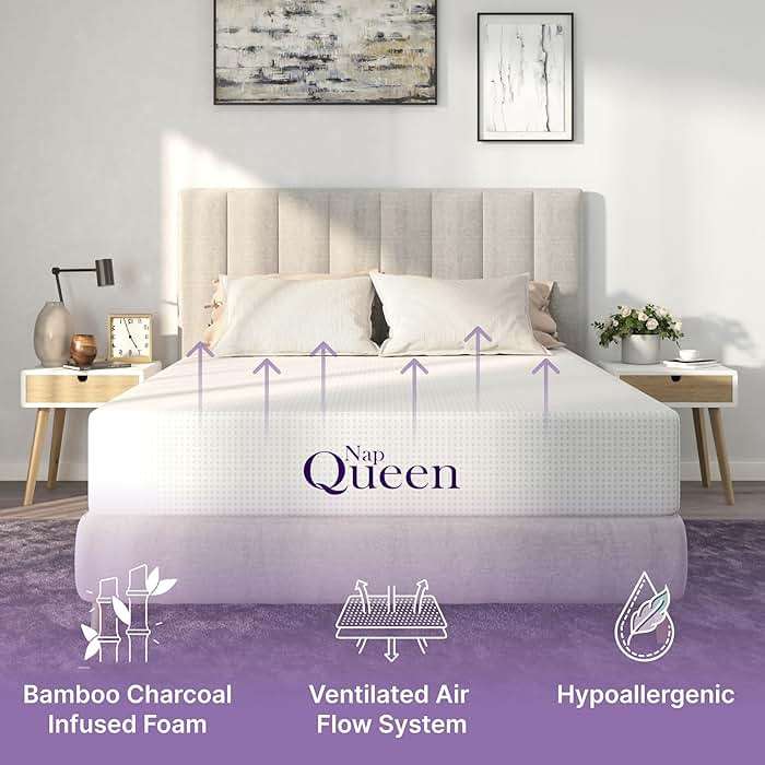 NapQueen 8 Inch Full Size Mattress, Bamboo Charcoal Memory Foam Mattress, Bed in a Box - Image 5