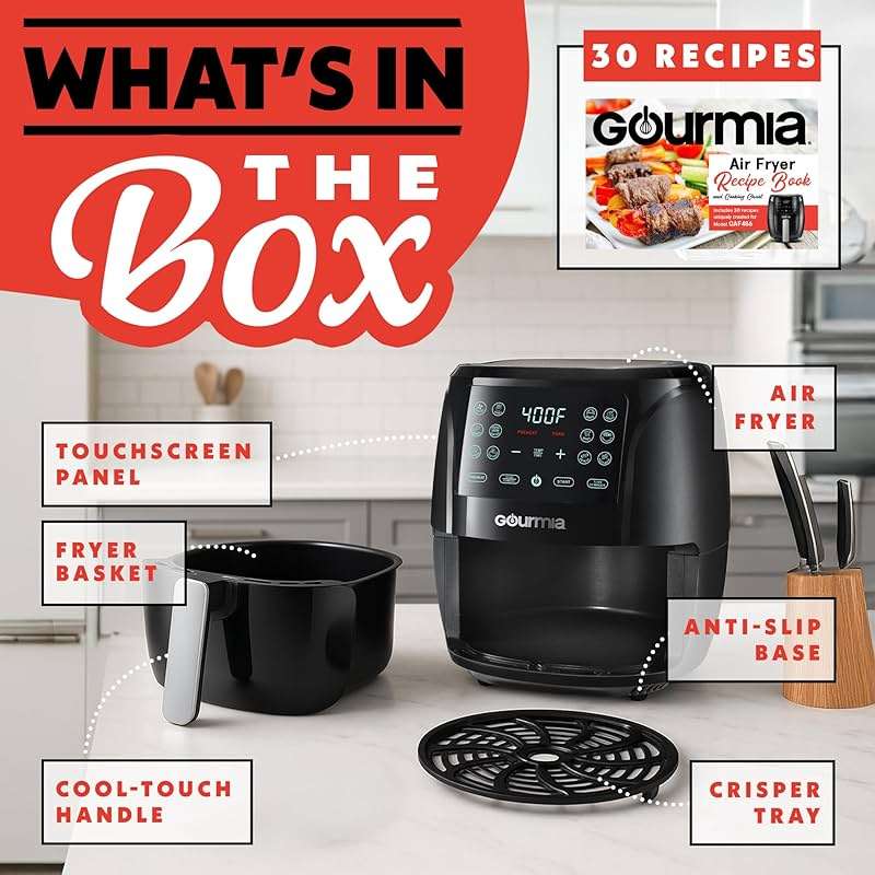 Gourmia Air Fryer - 6 Qt Large Capacity, FryForce 360º, Digital Display with 12 Presets, Roast, Bake, Broil, Dehydrate, Dishwasher Safe Accessories, Black - Image 7