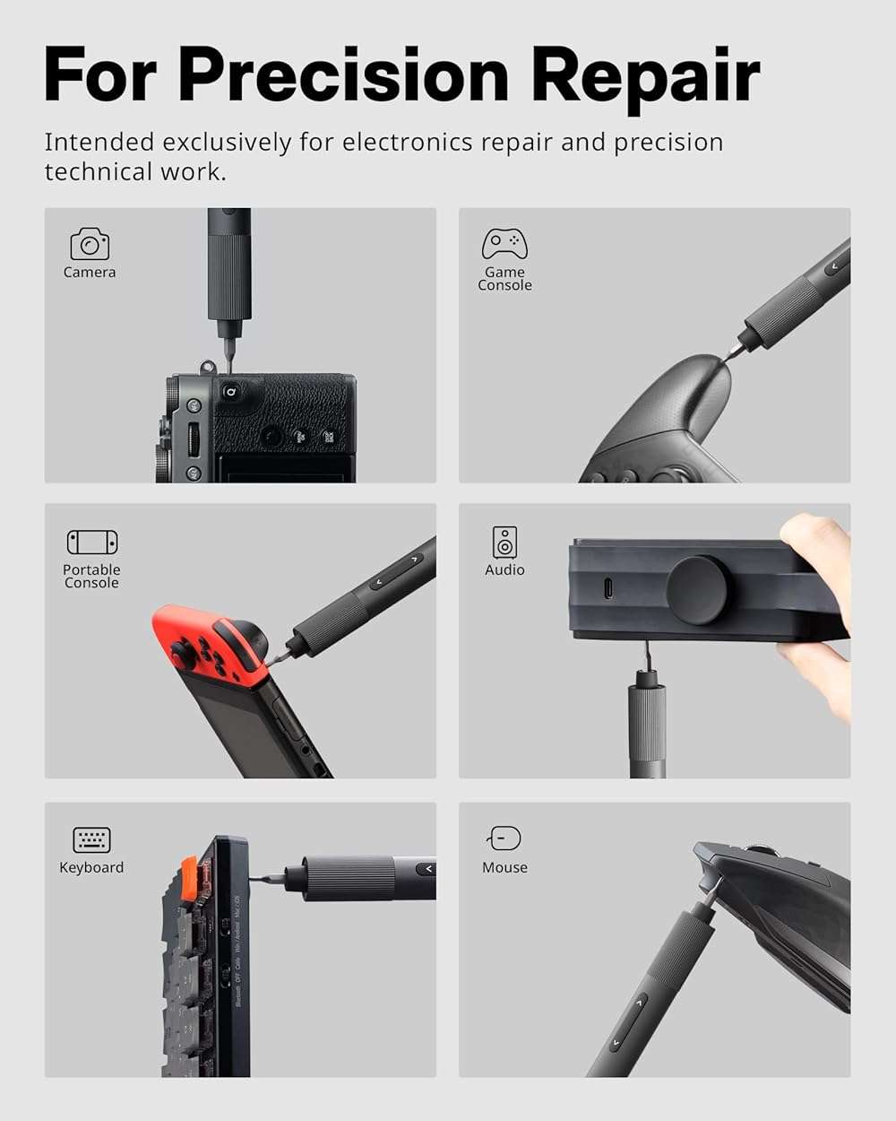 HOTO 25-in-1 Mini Electric Screwdriver, 3.7V Precision Screwdriver Set, USB-C Rechargeable, Compact Magnetic Tool for Phone, Laptop, Camera, DIY Projects, Electronics Repair - Image 4