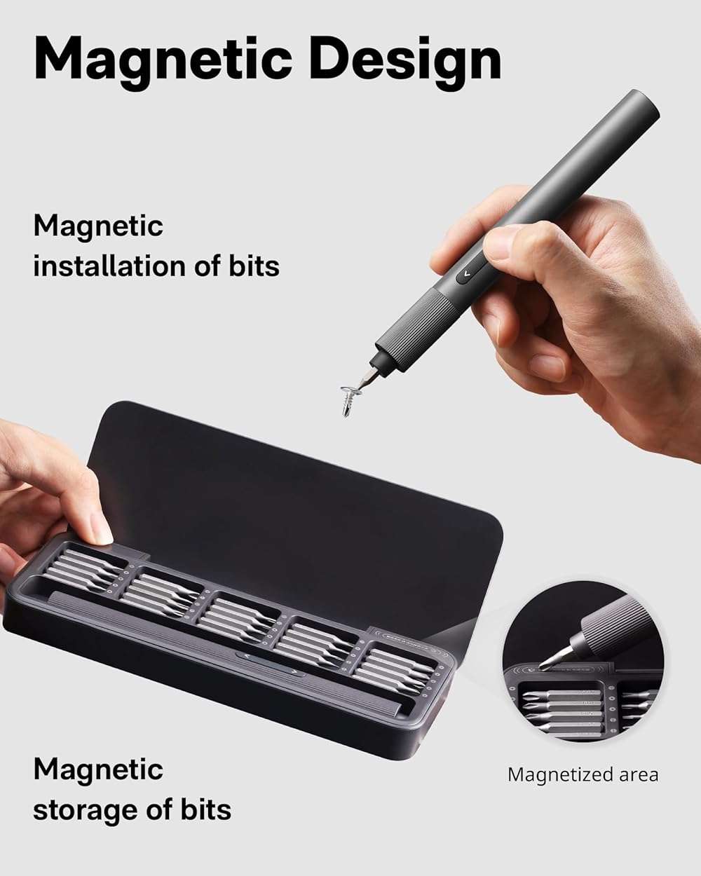 HOTO 25-in-1 Mini Electric Screwdriver, 3.7V Precision Screwdriver Set, USB-C Rechargeable, Compact Magnetic Tool for Phone, Laptop, Camera, DIY Projects, Electronics Repair - Image 5
