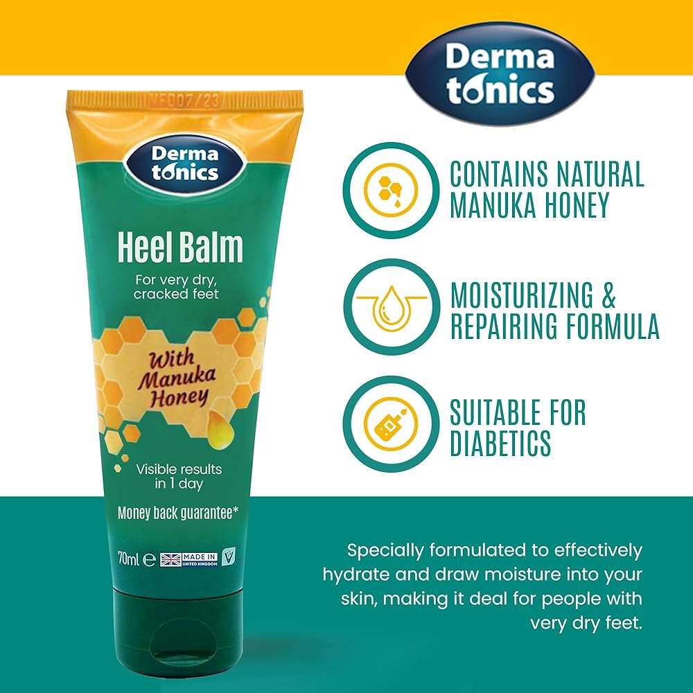 Dermatonics Foot Cream for Dry Cracked Heels - 25% Urea with Manuka Honey, Intensive Moisturizing Heel Treatment, Callus Remover, Exfoliating Care for Rough Feet Elbows Hands - Skin Repair, 2.37 oz - Image 3
