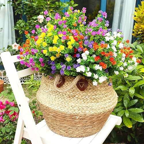 YIBUKIY 20 Bundles Artificial Flowers Outdoor Fake Plants, UV Resistant No Fade Faux Plastic Greenery Shrubs for Hanging Planter Garden Porch Window Box Outside Decoration,Home Indoor Decor, 5 Colors - Image 7