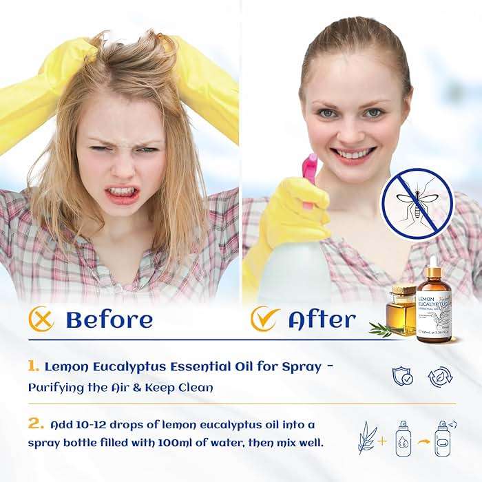 HIQILI Lemon Eucalyptus Oil, for Spary, Diffuser, Indoors, Outdoors, Garden, Yard - 3.38 Fl Oz - Image 2