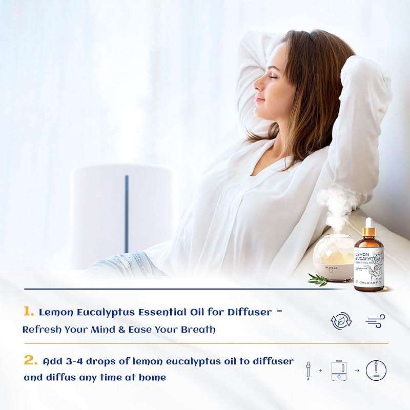 HIQILI Lemon Eucalyptus Oil, for Spary, Diffuser, Indoors, Outdoors, Garden, Yard - 3.38 Fl Oz - Image 3