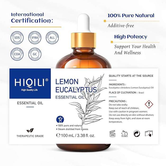 HIQILI Lemon Eucalyptus Oil, for Spary, Diffuser, Indoors, Outdoors, Garden, Yard - 3.38 Fl Oz - Image 7