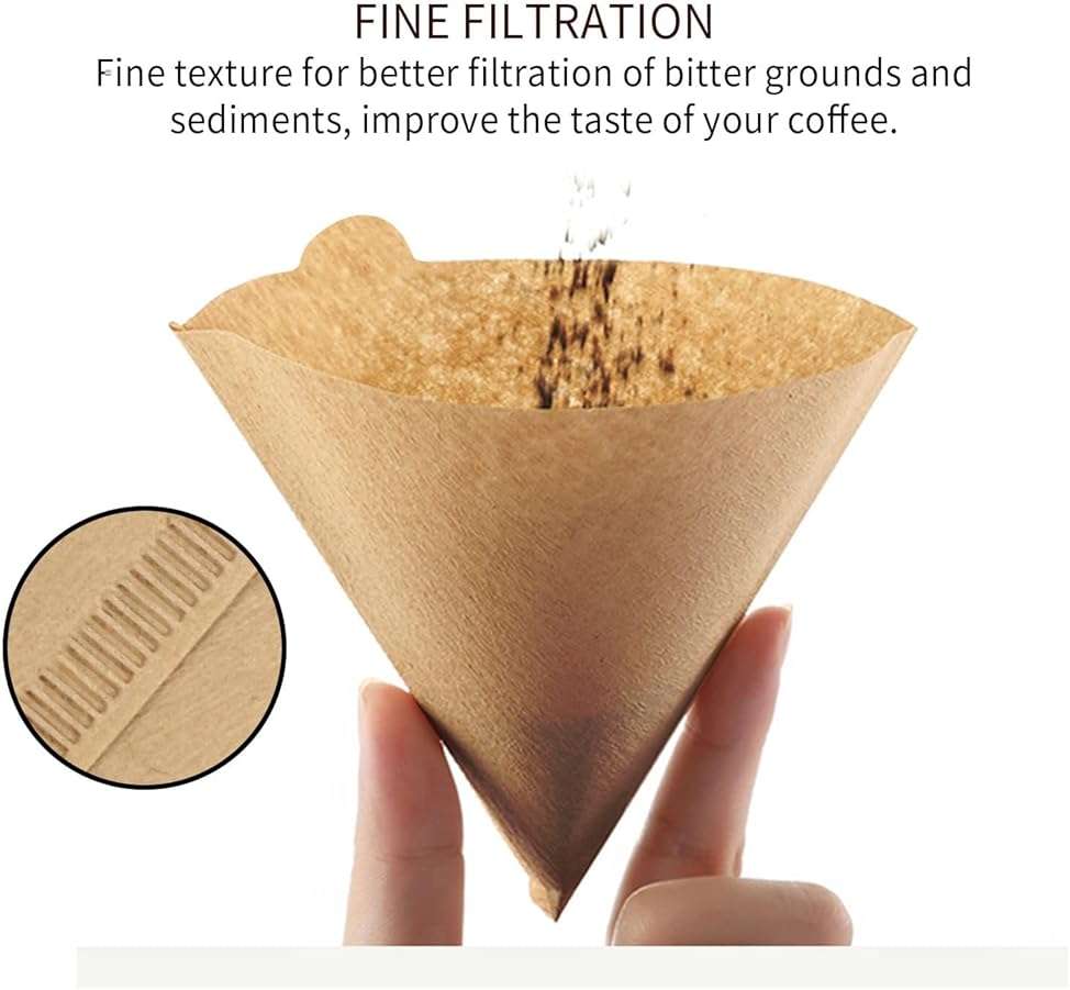 Clinuse Cone Coffee Filters #2, 200 Count Unbleached Size 02 Coffee Filter, Disposable Natural Paper Filters 2-4 Cup, 02 Cone Filters for Pour Over and Drip Coffee Maker - Image 3