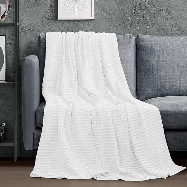 Utopia Bedding 100% Cotton Waffle Weave Blanket Queen Size for Bed - Lightweight, Breathable Summer Blankets Soft and Cozy, Gifts for Women Home Room Decor (White, 90x90 Inch) - Image 2
