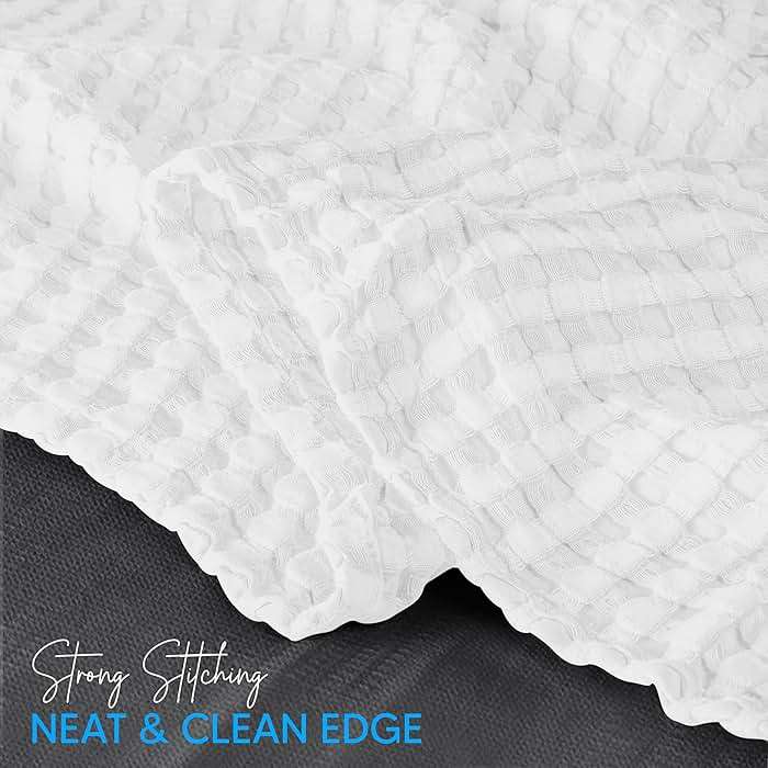 Utopia Bedding 100% Cotton Waffle Weave Blanket Queen Size for Bed - Lightweight, Breathable Summer Blankets Soft and Cozy, Gifts for Women Home Room Decor (White, 90x90 Inch) - Image 5