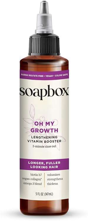 Soapbox Oh My Growth, Lengthening Vitamin Booster Hair Treatment - Leaves Hair Thicker, Fuller, Stronger & Healthier - Lightweight 5-Minute Treatment with Biotin, Vegan Collagen & Vitamin C - 5oz - Image 1
