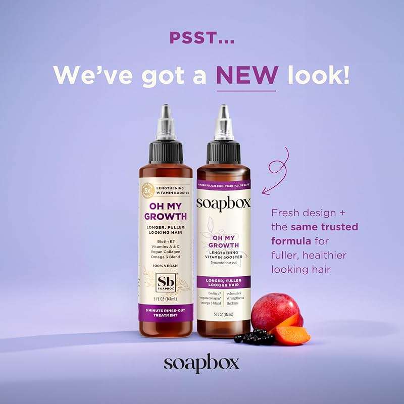 Soapbox Oh My Growth, Lengthening Vitamin Booster Hair Treatment - Leaves Hair Thicker, Fuller, Stronger & Healthier - Lightweight 5-Minute Treatment with Biotin, Vegan Collagen & Vitamin C - 5oz - Image 2