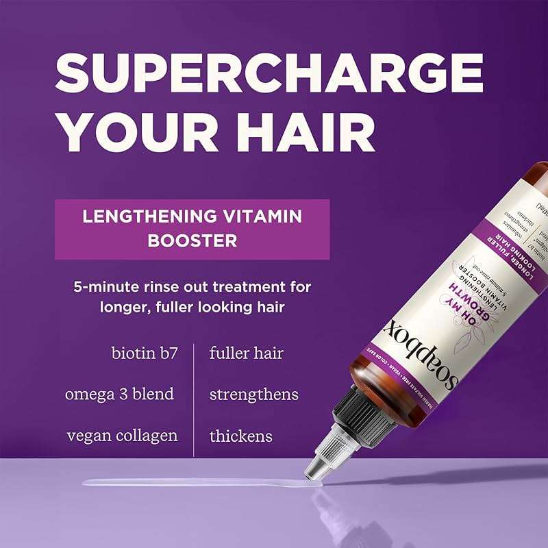 Soapbox Oh My Growth, Lengthening Vitamin Booster Hair Treatment - Leaves Hair Thicker, Fuller, Stronger & Healthier - Lightweight 5-Minute Treatment with Biotin, Vegan Collagen & Vitamin C - 5oz - Image 3