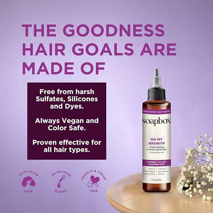 Soapbox Oh My Growth, Lengthening Vitamin Booster Hair Treatment - Leaves Hair Thicker, Fuller, Stronger & Healthier - Lightweight 5-Minute Treatment with Biotin, Vegan Collagen & Vitamin C - 5oz - Image 7