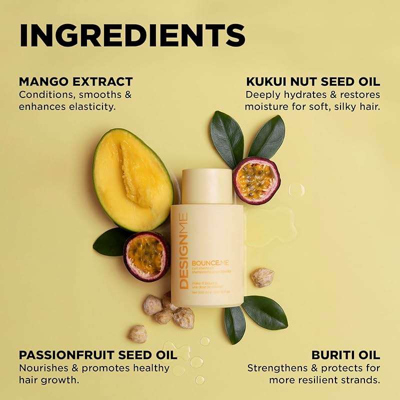 Design.Me BOUNCE.ME Shampoo | Curl-Defining, Anti-Frizz Formula for All Curl Types| Nourishing with Kukui Nut Seed and Buriti Oil | Boost Shine, Moisturizes Hair - Image 3