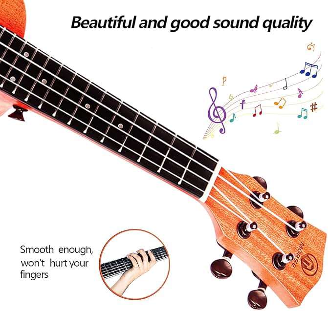 MORSE Soprano Ukulele Arm Rest Ukulele for Beginner Pack-21 Inch with Gig Bag Fast Learn Songbook Tuner Pick All in One Kit - Image 7