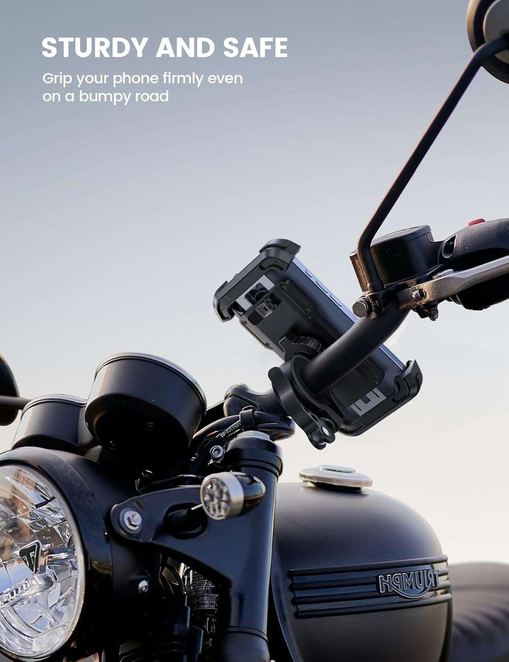 Lamicall Bike Phone Mount Holder - Motorcycle Phone Mount, Adjustable Cell Phone Holder Gifts, E-Bike Bicycle Scooter Handlebar Cradle Clip for iPhone Air 17 Pro Max, 16 15 Plus, 14, 4.7-6.8" Phone - Image 4