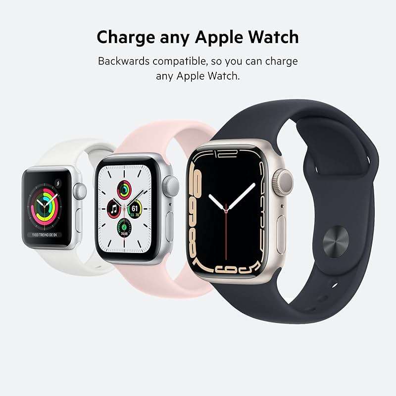 Belkin Apple Watch Charger - Fast Wireless Charging Pad - Travel Charger with Nightstand Mode W/USB-C Cable Included for Apple Watch (Compatible with All Models) - Black - Image 6