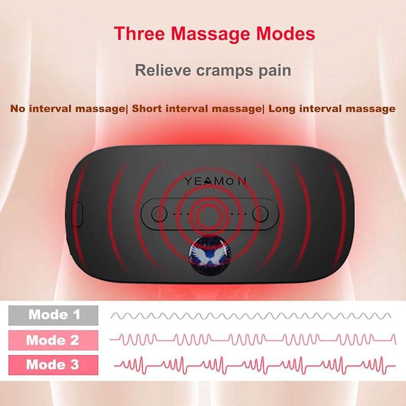 Back or Belly Heating Pad, Electric Waist Belt Device with 3 Heat Levels and 3 Massage Modes, Portable Cordless Fast Heating Pad for Women and Girl - Image 4