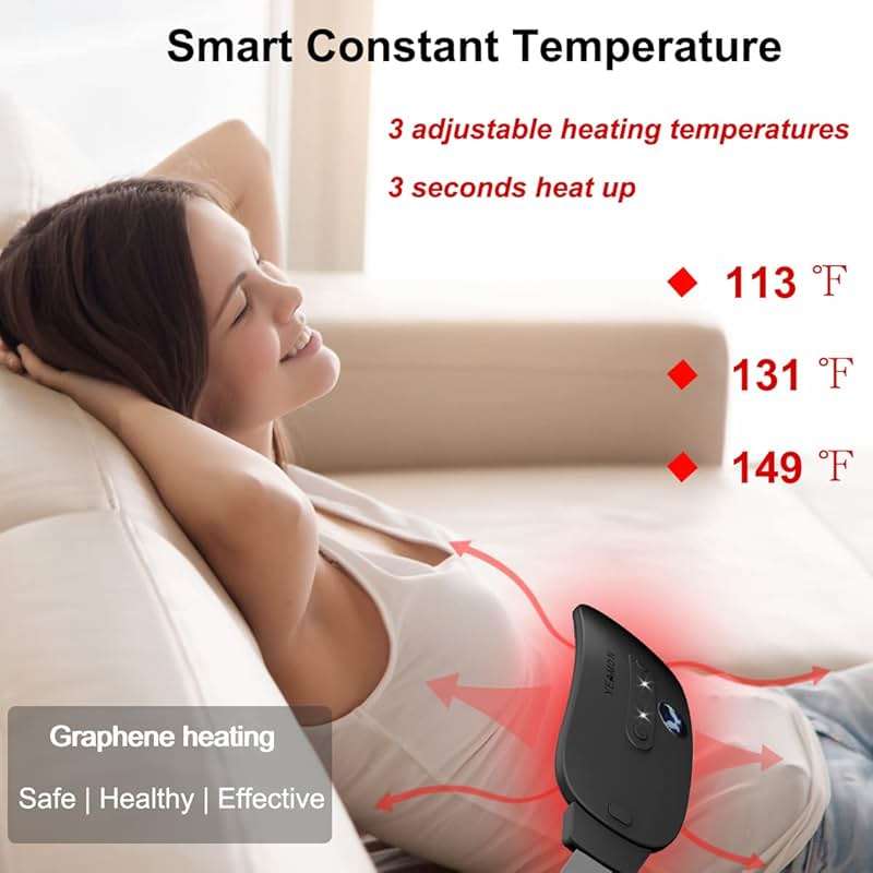 Back or Belly Heating Pad, Electric Waist Belt Device with 3 Heat Levels and 3 Massage Modes, Portable Cordless Fast Heating Pad for Women and Girl - Image 5
