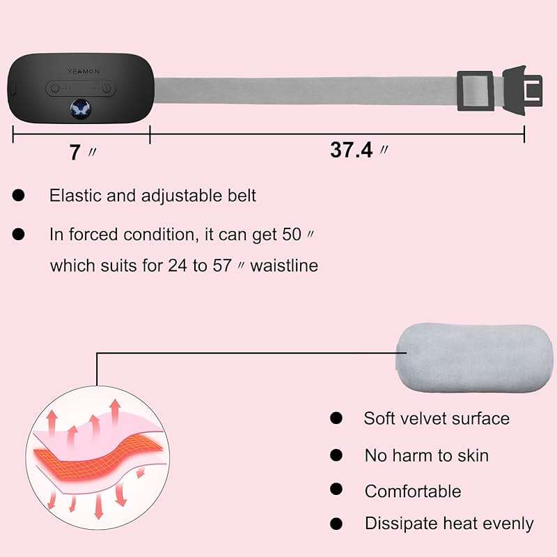 Back or Belly Heating Pad, Electric Waist Belt Device with 3 Heat Levels and 3 Massage Modes, Portable Cordless Fast Heating Pad for Women and Girl - Image 6