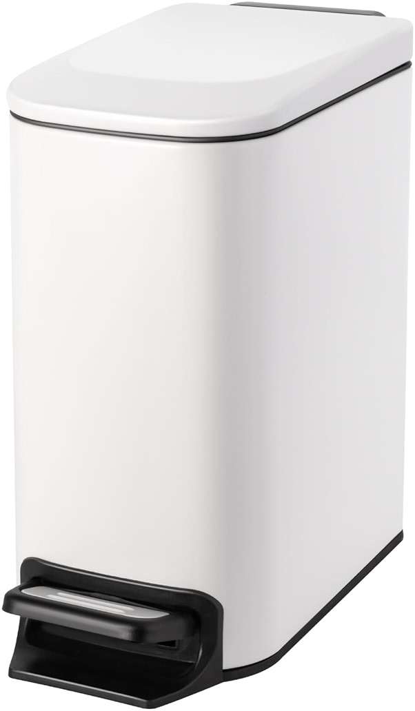 Cesun Small Bathroom Trash Can with Lid Soft Close, Step Pedal, 6 Liter / 1.6 Gallon Stainless Steel Slim Garbage Can for Bedroom, Diaper Waste Basket with Removable Inner Bucket (White) - Image 1