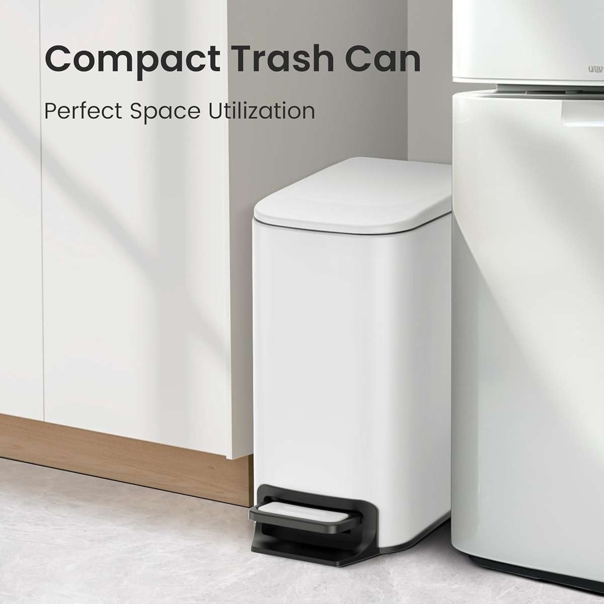 Cesun Small Bathroom Trash Can with Lid Soft Close, Step Pedal, 6 Liter / 1.6 Gallon Stainless Steel Slim Garbage Can for Bedroom, Diaper Waste Basket with Removable Inner Bucket (White) - Image 3