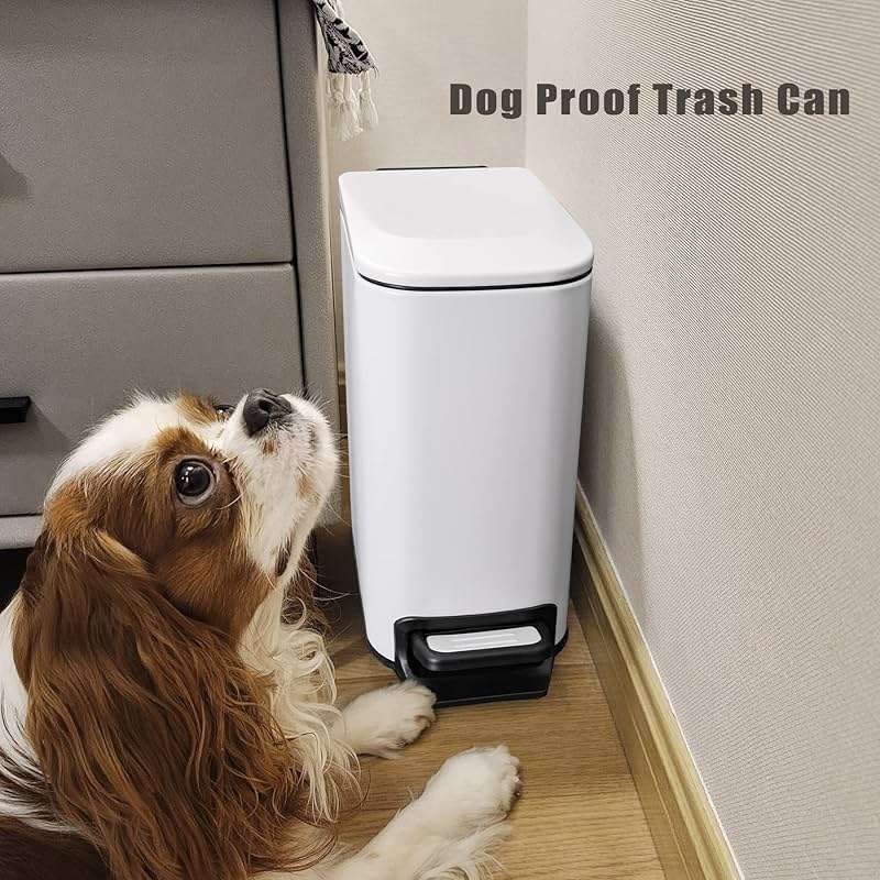Cesun Small Bathroom Trash Can with Lid Soft Close, Step Pedal, 6 Liter / 1.6 Gallon Stainless Steel Slim Garbage Can for Bedroom, Diaper Waste Basket with Removable Inner Bucket (White) - Image 7