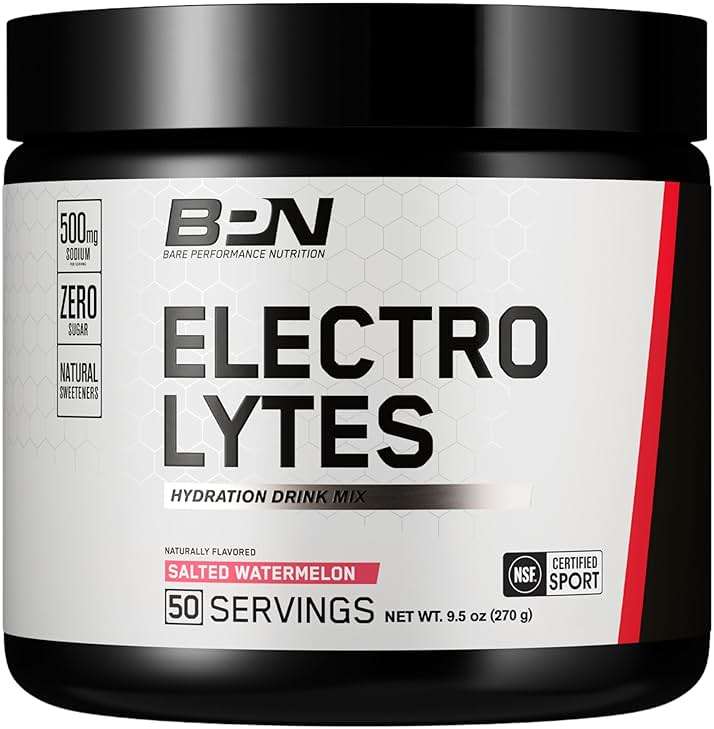 BARE PERFORMANCE NUTRITION BPN Electrolytes Hydration Drink Mix | Sugar Free Electrolyte Powder | 500mg Sodium per Serving | Naturally Sweetened | Salted Watermelon, 50 Servings - Image 1