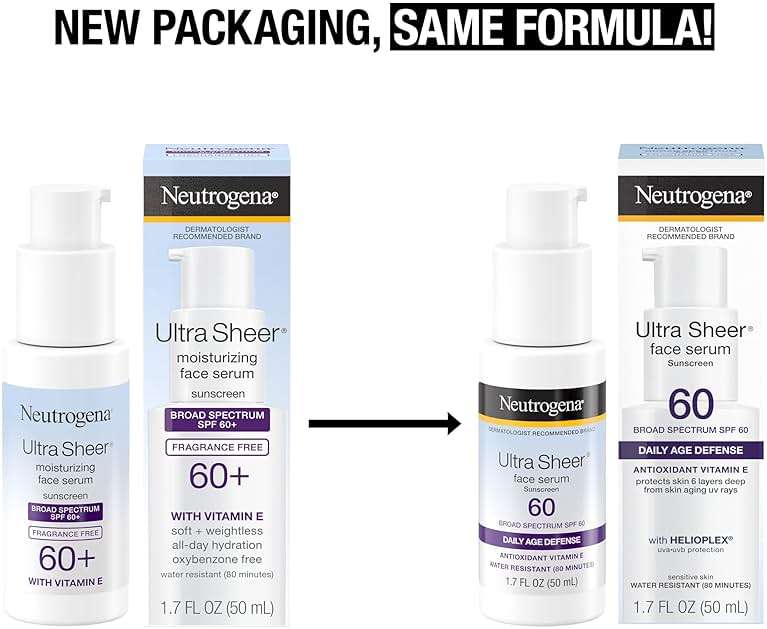 Neutrogena Ultra Sheer Sunscreen Serum SPF 60 Broad Spectrum UVA UVB Protection Lightweight Water Resistant up to 80 Minutes Non-Comedogenic Fragrance Free, 1.7 fl oz - Image 2