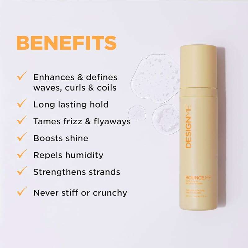 Design.Me BOUNCE.ME Curling Gel Spray | Frizz-Free Curl Defining Gel - Refresh Curls, Waves, Coils | Non-Crunchy, Non-Sticky Formula - Climate Control Styling, 7.77Oz - Image 2