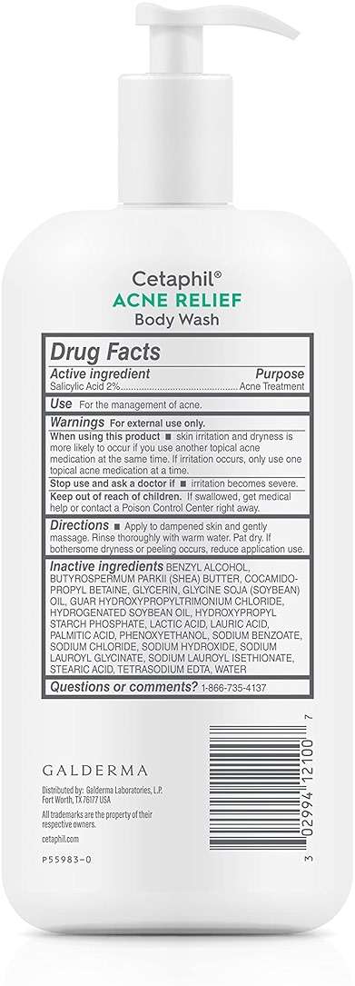 Cetaphil Body Wash, Acne Relief Body Wash with 2% Salicylic Acid to Eliminate Breakouts, Gently Exfoliates and Provides 24Hr Dryness Relief, 20 oz - Image 7