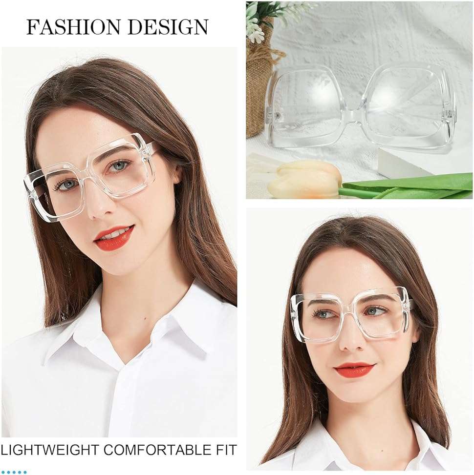 MARE AZZURO Oversized Reading Glasses Women Trendy Square Readers 1.0 1.25 1.5 1.75 2.0 2.25 2.5 2.75 3.0 3.5 4.0 5.0 6.0 - Image 2
