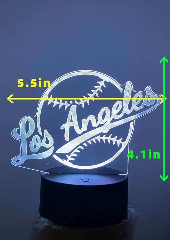 CLORURBANLIVE 3D Baseball Los Angeles Night Light 3D Illusion Lamp with Remote Control 16 Color Options Sports Decor Lighting for Fans (Los Angeles Multicoloured) - Image 3