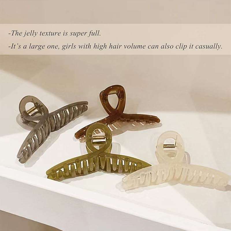 Big Hair Claw Clips - Butterfly Hair Accessories for Women and Girls with Long, Thick Hair - Large 5.1 Jelly Clips, 4 Pcs, Mother's Day Gifts - Image 8