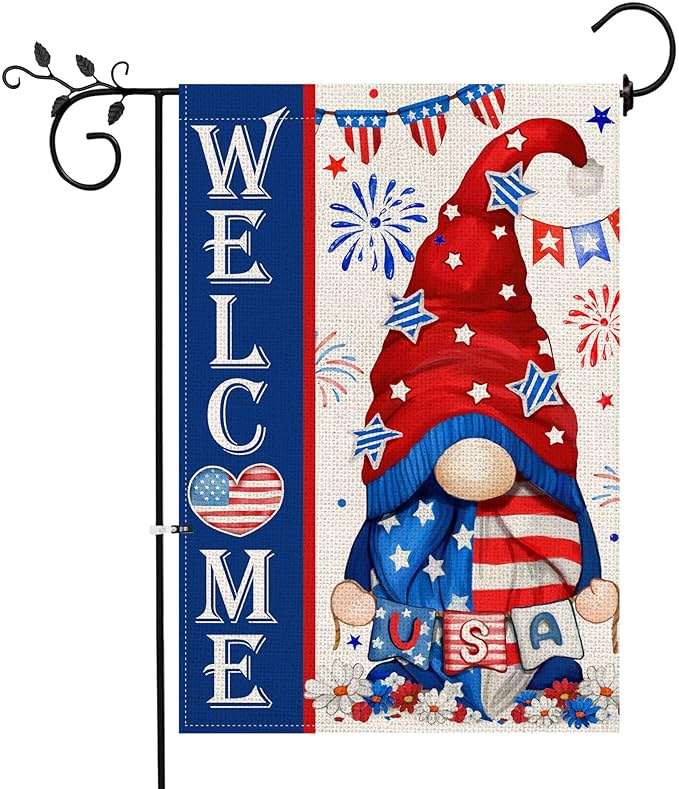 Bonsai Tree 4th of July Garden Flag 12x18 Double Sided, Small Patriotic Garden Flags for Outside, Memorial Day Independence Day Fourth of July Decorations for Outdoor Yard Decor - Image 1