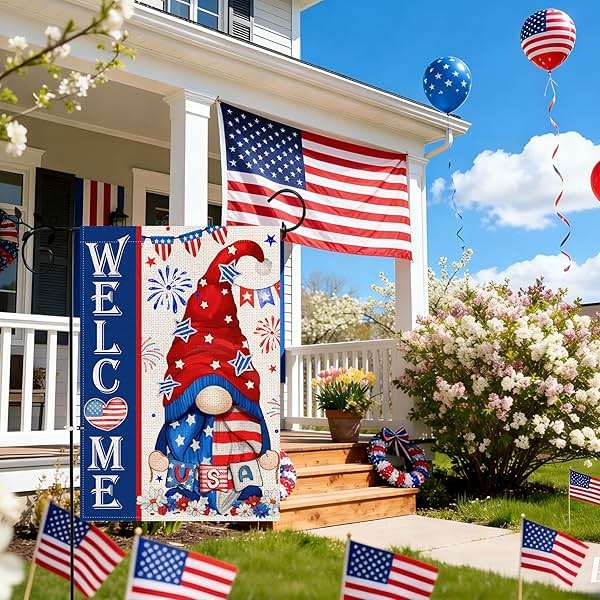 Bonsai Tree 4th of July Garden Flag 12x18 Double Sided, Small Patriotic Garden Flags for Outside, Memorial Day Independence Day Fourth of July Decorations for Outdoor Yard Decor - Image 2