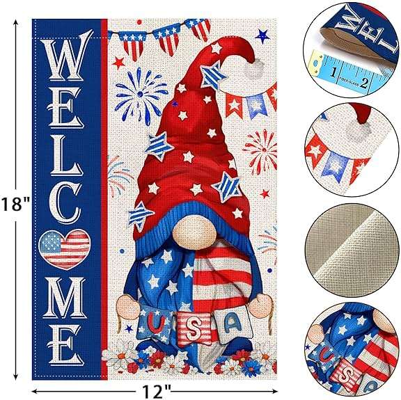 Bonsai Tree 4th of July Garden Flag 12x18 Double Sided, Small Patriotic Garden Flags for Outside, Memorial Day Independence Day Fourth of July Decorations for Outdoor Yard Decor - Image 3