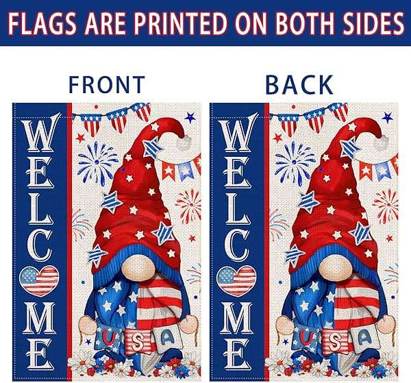 Bonsai Tree 4th of July Garden Flag 12x18 Double Sided, Small Patriotic Garden Flags for Outside, Memorial Day Independence Day Fourth of July Decorations for Outdoor Yard Decor - Image 4