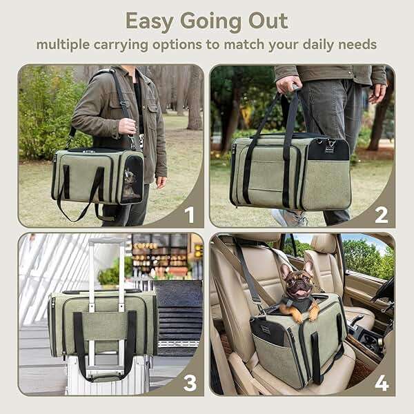 Petsfit Expandable Cat Carrier Dog Carrier, Soft-Sided Portable Pet Travel Carrier, Removable Soft Plush mat and Pockets, Locking Safety Zippers, 19x12x12 Inches - Image 3