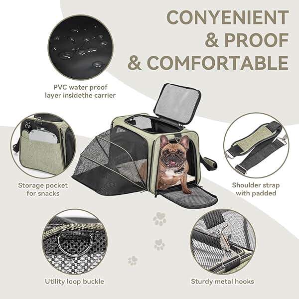 Petsfit Expandable Cat Carrier Dog Carrier, Soft-Sided Portable Pet Travel Carrier, Removable Soft Plush mat and Pockets, Locking Safety Zippers, 19x12x12 Inches - Image 6