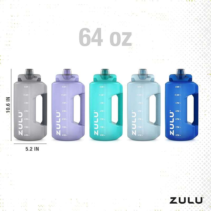 ZULU Goals 64oz Half Gallon Plastic Water Bottle with Straw and Time Marker | Large Reusable Jug with Handle and Leak Proof Lid for All Day Hydration, Gym and Outdoors, Gift Ready, Violet - Image 3