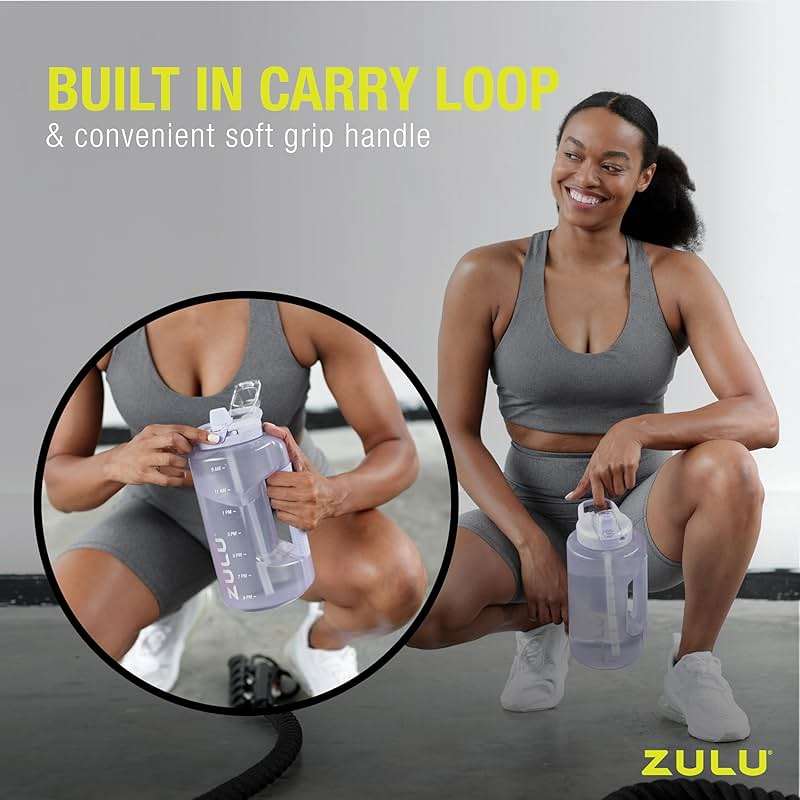 ZULU Goals 64oz Half Gallon Plastic Water Bottle with Straw and Time Marker | Large Reusable Jug with Handle and Leak Proof Lid for All Day Hydration, Gym and Outdoors, Gift Ready, Violet - Image 5
