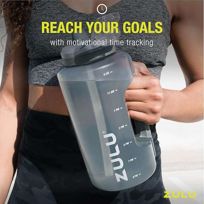 ZULU Goals 64oz Half Gallon Plastic Water Bottle with Straw and Time Marker | Large Reusable Jug with Handle and Leak Proof Lid for All Day Hydration, Gym and Outdoors, Gift Ready, Violet - Image 7