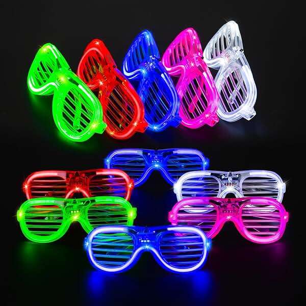 25 Packs LED Glasses 5 Neon Colors glow in the dark party supplies Favor for Kids Adult Glow sticks Light Up Glasses fit Holiday Birthday Valentine's Day and Halloween Party Supplies Cosplay Christmas - Image 1