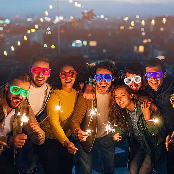 25 Packs LED Glasses 5 Neon Colors glow in the dark party supplies Favor for Kids Adult Glow sticks Light Up Glasses fit Holiday Birthday Valentine's Day and Halloween Party Supplies Cosplay Christmas - Image 2