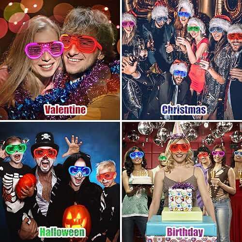25 Packs LED Glasses 5 Neon Colors glow in the dark party supplies Favor for Kids Adult Glow sticks Light Up Glasses fit Holiday Birthday Valentine's Day and Halloween Party Supplies Cosplay Christmas - Image 5