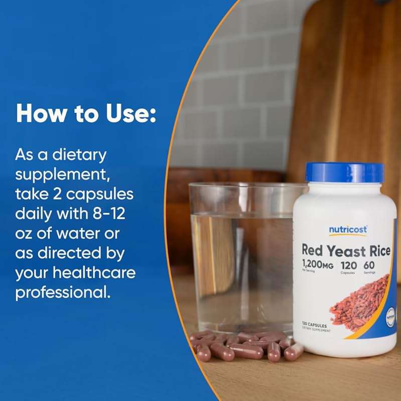 Nutricost Red Yeast Rice 1200mg, 120 Capsules - 60 Serv, Veggie Caps, Non-GMO, Gluten Free - Image 6